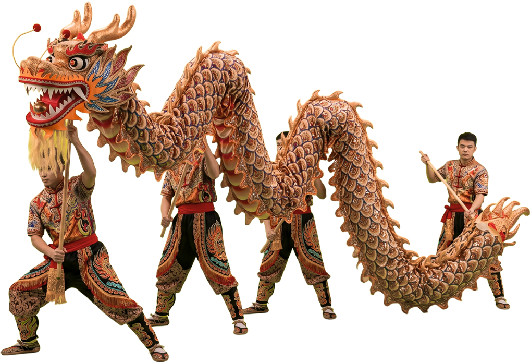 Bailarines de la danza del dragón de China